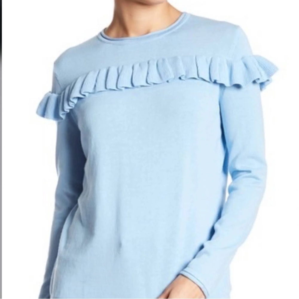 NWT Love Token – Karson Ruffle Sweater Baby Blue Size M